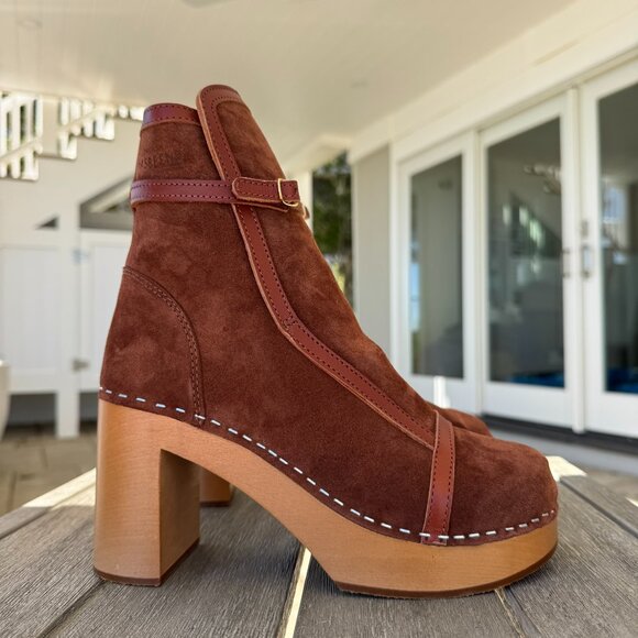 New Swedish Hasbeens Sophisticated Jodhpur Suede Clog Boots Brown EUR 39 - Picture 13 of 14